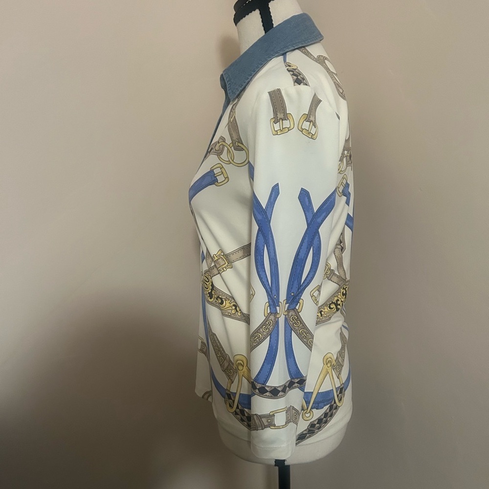 J.McLaughlin Equestrian Chambray Top - Picture 5 of 10